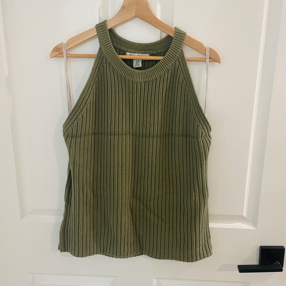 Olive Green Ribbed Tank Top